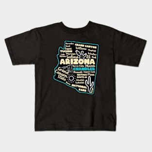 Arizona Chandler map arizona state usa arizona tourism Chandler tourism Kids T-Shirt